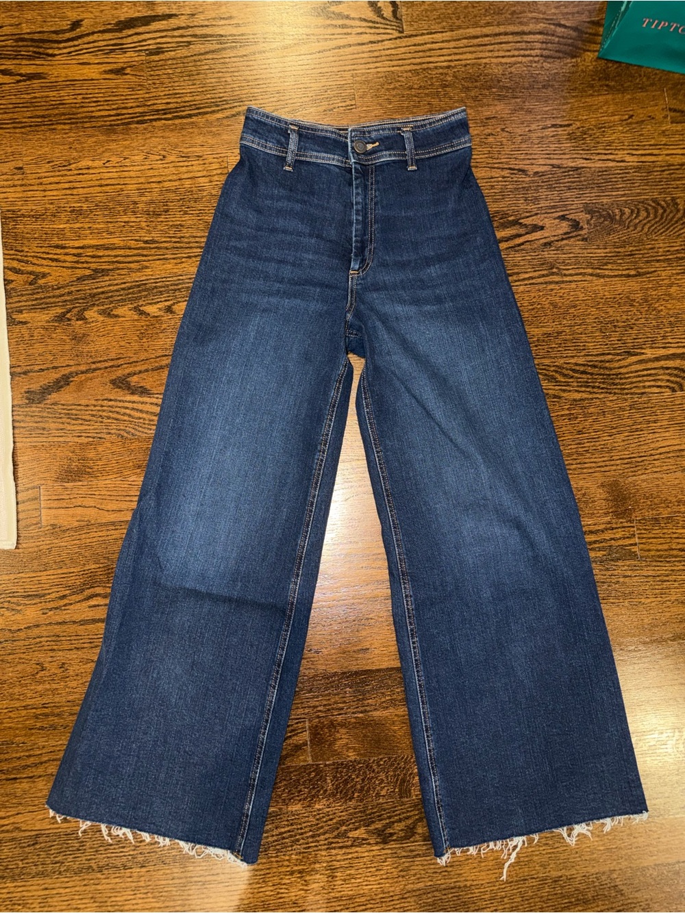 Zara Dark Blue High-Rise Wide Leg Jeans